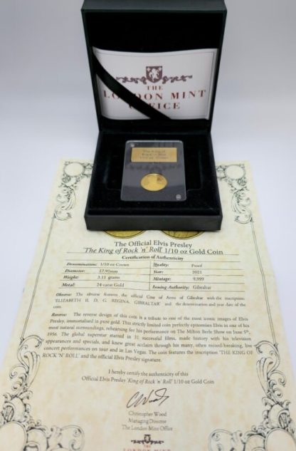 Official Elvis Presley The King of Rock ‘n’ Roll 1/10 oz Gold Coin - Image 3