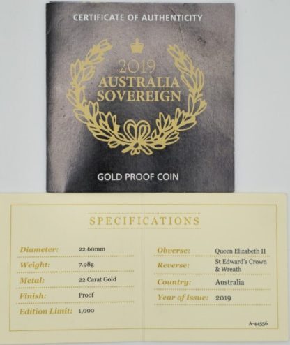2019 Australia Gold Proof Sovereign