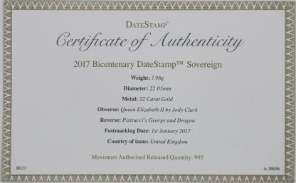 2017 Bicentenary DateStamp TM Sovereign - Image 6