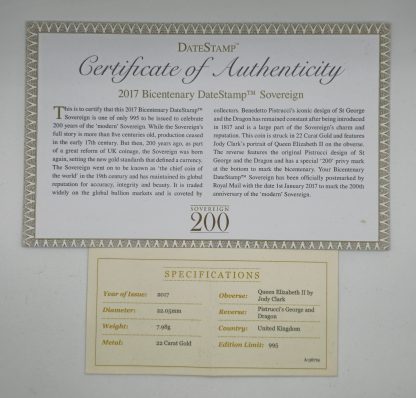 2017 Bicentenary DateStamp TM Sovereign - Image 5