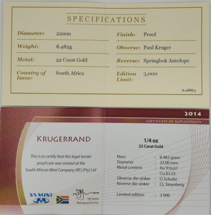 2014 1/4 Oz Krugerrand - Image 5